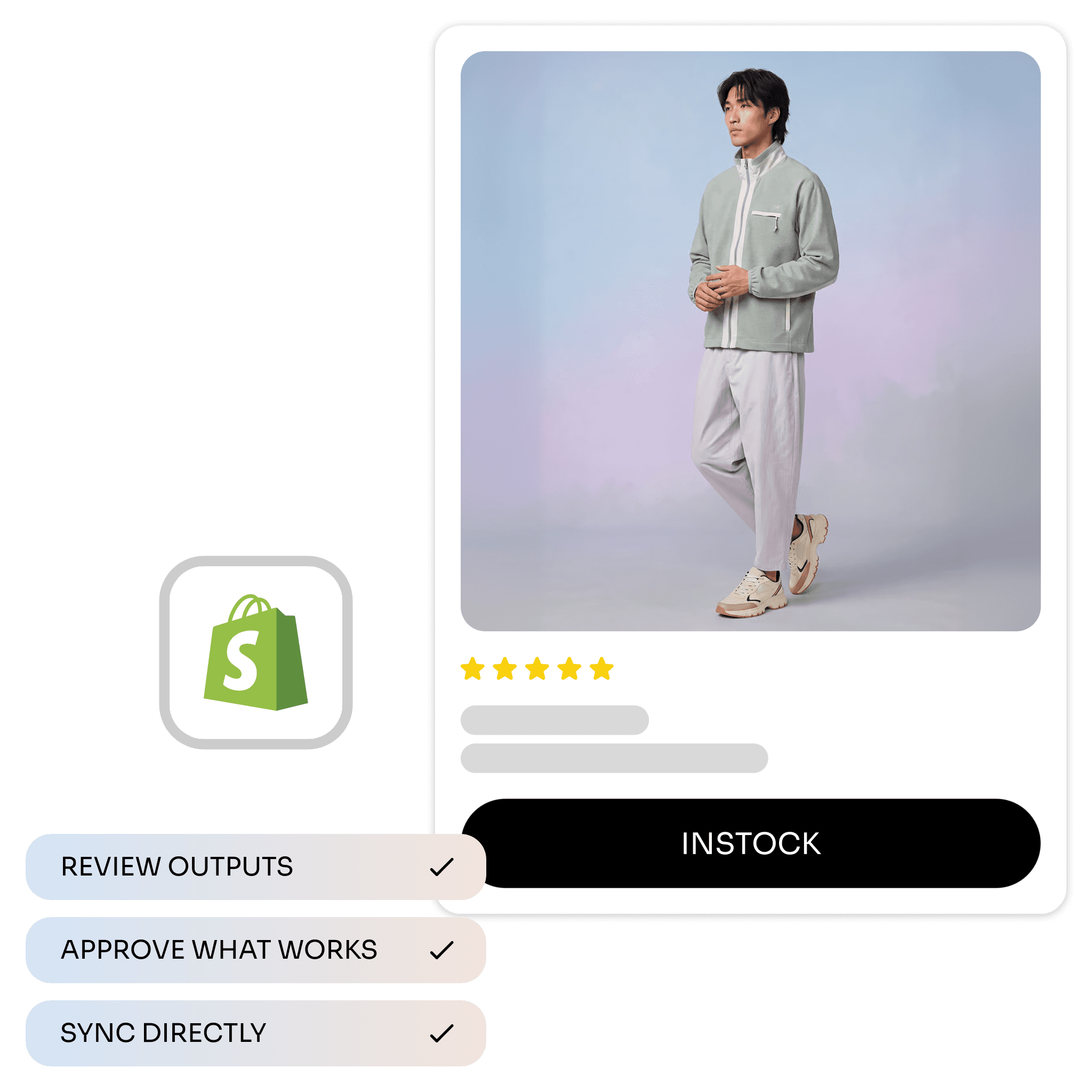 Photogenix product catalog interface showing generated fashion imagery