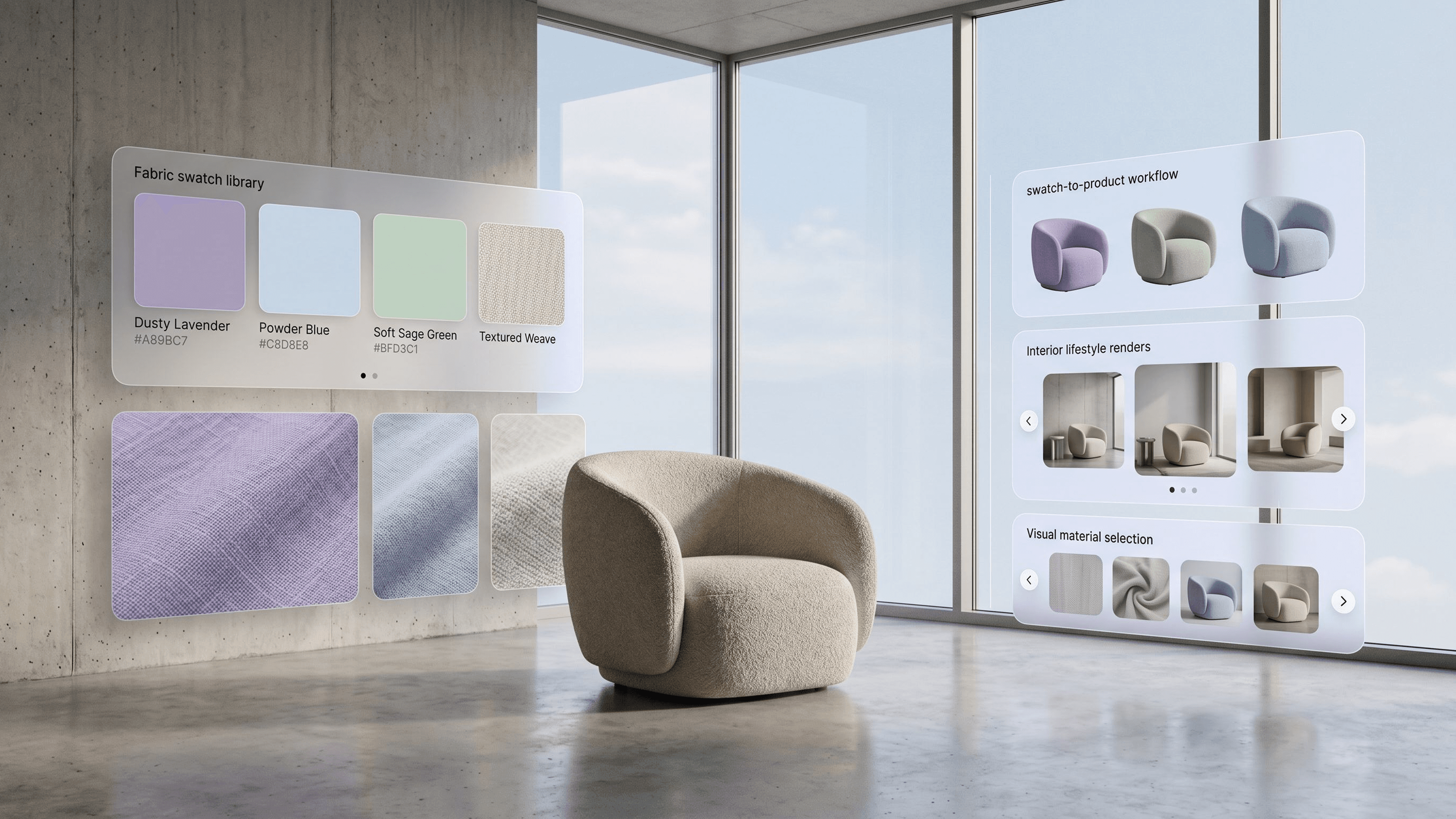 Home textile swatch visualization across product range