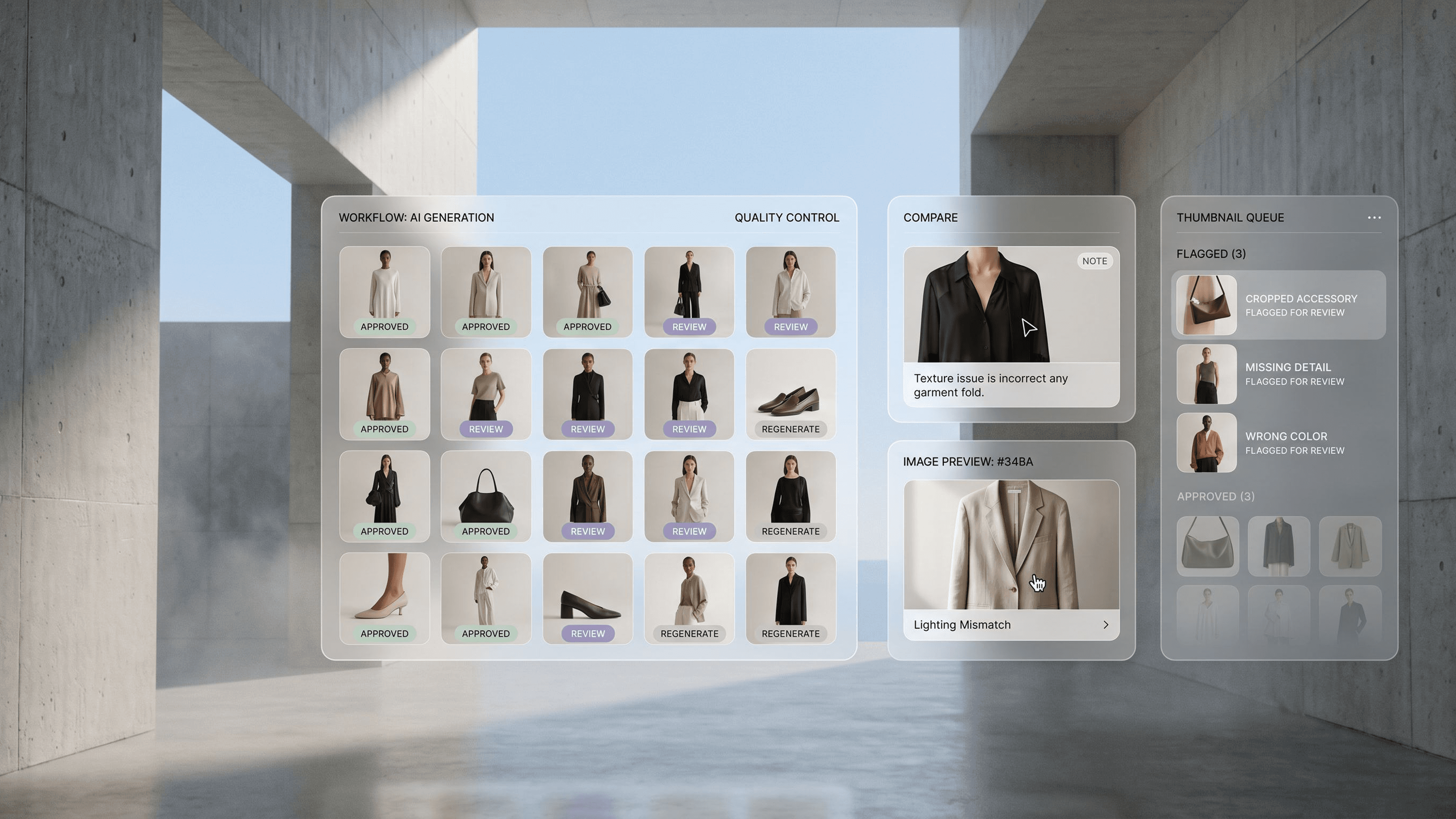 Bulk image quality control dashboard for fashion catalog